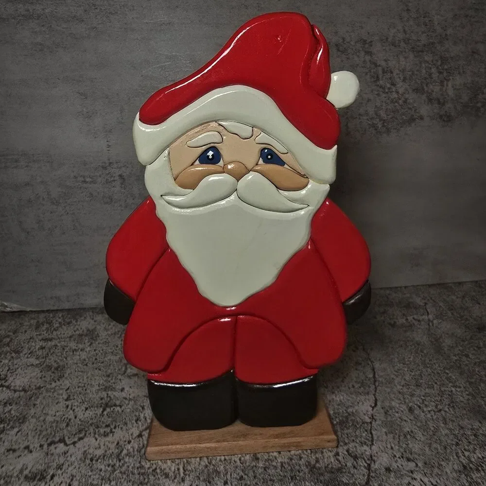Charming  Wood Cut Out Santa Claus Handpainted OOAK Vintage Kitsch Santa 10